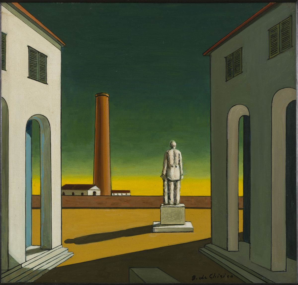 Giorgio de Chirico, Place d’Italie avec statue © Musée d'Art Moderne de la Ville de Paris/Roger-Viollet © SABAM Belgium 2019